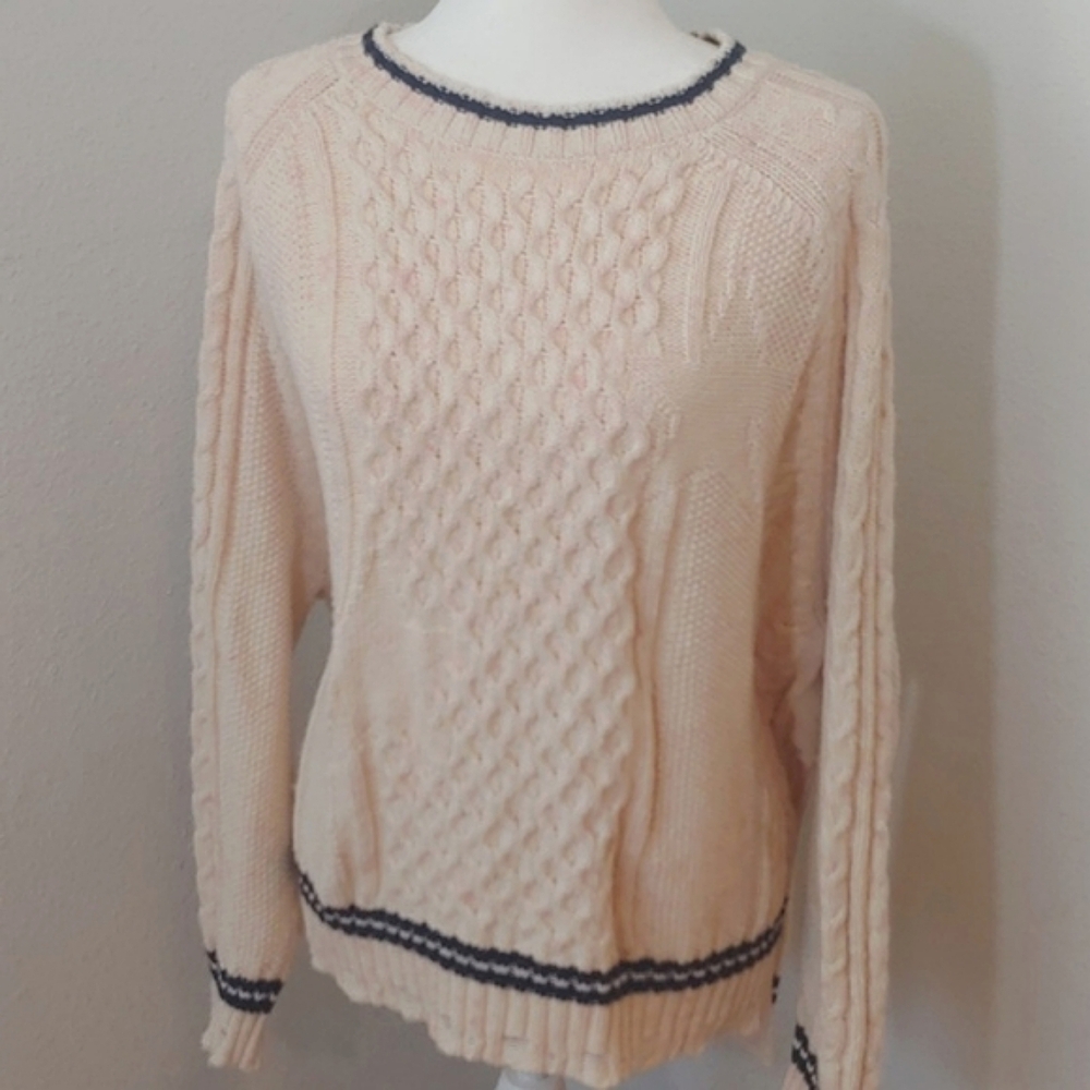 Pilcro by Anthropology Cable-Knit Women's Sweater in Cream size Medium